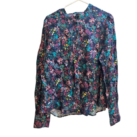Kut From The Kloth Womens Top  Floral Button Up Blouse Long Sleeve Azariah Sz XL - Picture 2 of 5